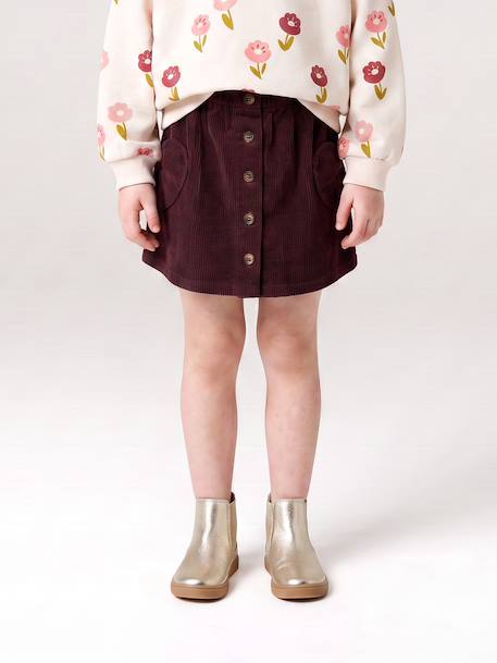 Corduroy Skirt with Heart Pockets for Girls anthracite+camel+mauve+peacock blue 