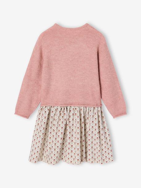 2-in-1 long-sleeved dress for girls plum+rosy 