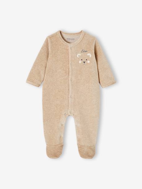 Koala Sleepsuit in Velour, for Babies marl beige+marl grey 