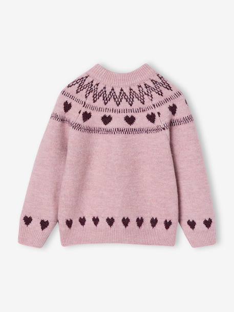 Knitted jumper Jacquard with long sleeves for girls pale pink+sage green 