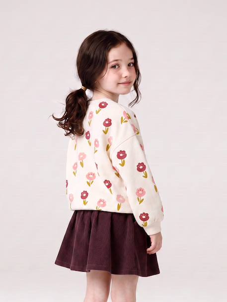 Corduroy Skirt with Heart Pockets for Girls anthracite+camel+mauve+peacock blue 