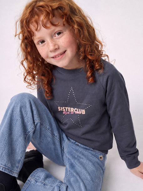 Long-sleeved T-shirt for girls ink blue+plum 