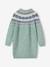 Jacquard knit dress with long sleeves for girls camel+rosy+sage green 