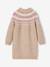 Jacquard knit dress with long sleeves for girls camel+rosy+sage green 