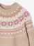 Jacquard knit dress with long sleeves for girls camel+rosy+sage green 