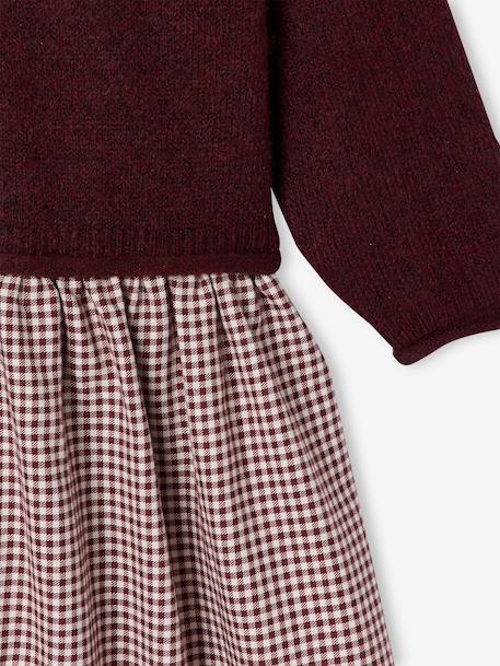 2-in-1 long-sleeved dress for girls plum+rosy 