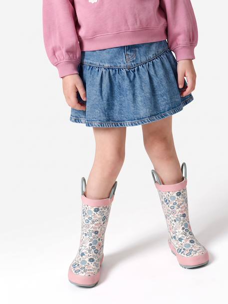 Frilled denim skirt for girls denim blue 
