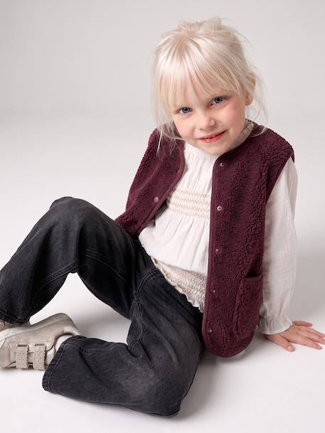 Sleeveless Sherpa Jacket for Girls blush+plum+vanilla 