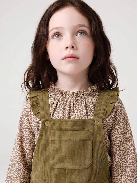 Fancy Top, Elasticated Ruffled Neckline, for Girls ecru+navy blue+vanilla 