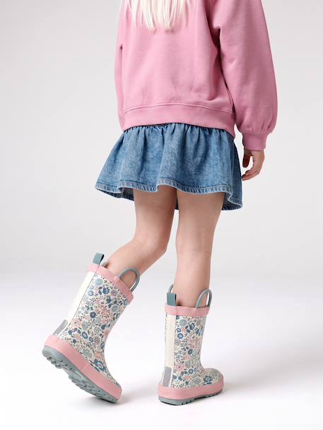 Frilled denim skirt for girls denim blue 