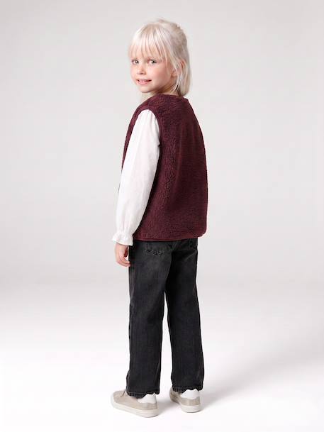 Sleeveless Sherpa Jacket for Girls blush+plum+vanilla 