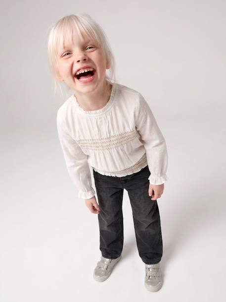 Long-sleeved blouse for girls ecru 