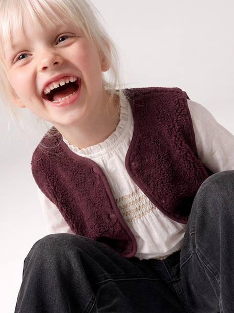 Sleeveless Sherpa Jacket for Girls blush+plum+vanilla 