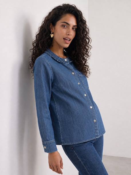 Maternity and nursing shirt medium blue 