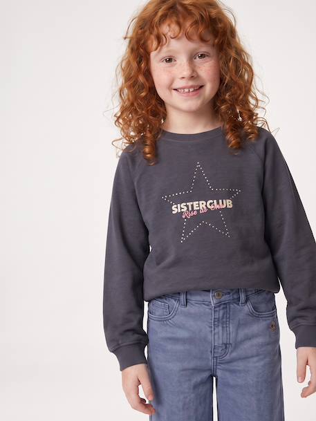 Long-sleeved T-shirt for girls ink blue+plum 