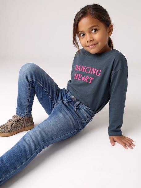 Long-sleeved T-shirt for girls green+ink blue+pale pink 