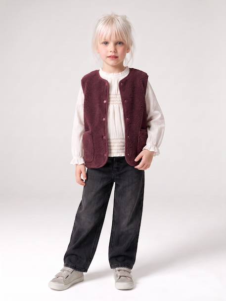 Sleeveless Sherpa Jacket for Girls blush+plum+vanilla 