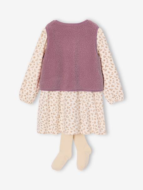 3-piece dress set for girls ecru+mauve 