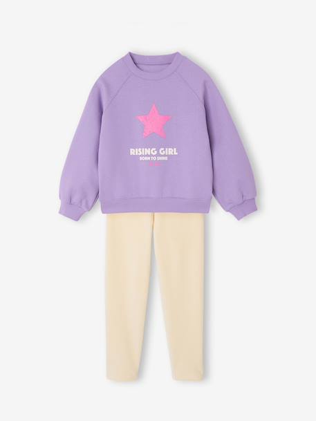 Sweatshirt and leggings set for girls ecru 