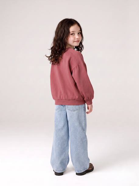Wide-leg trousers for girls bleached denim+medium blue 