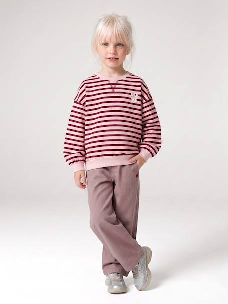 Long-sleeved sweatshirt for girls ecru+red 