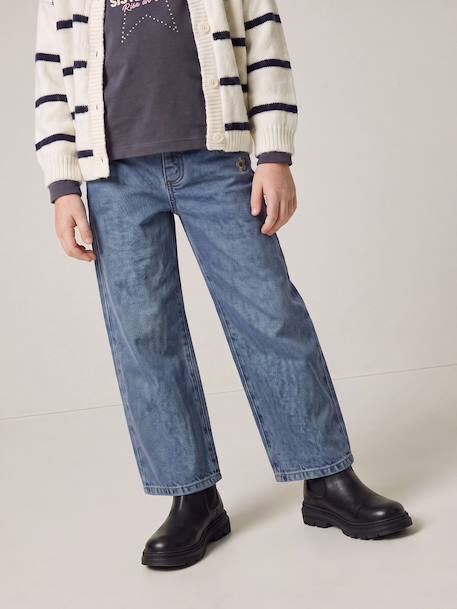 Wide-leg trousers in girls' colours green+grey blue+grey green+plum+rose 