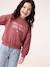 Sweatshirt with round neck for girls mauve+pale pink 