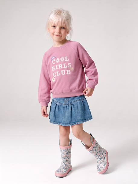 Sweatshirt with front motif for girls mauve 