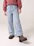 Wide-leg trousers for girls bleached denim+medium blue 