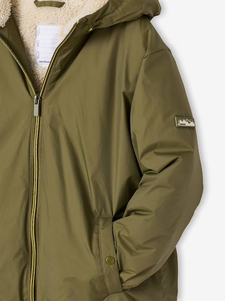 Long hooded windbreaker for boys olive 