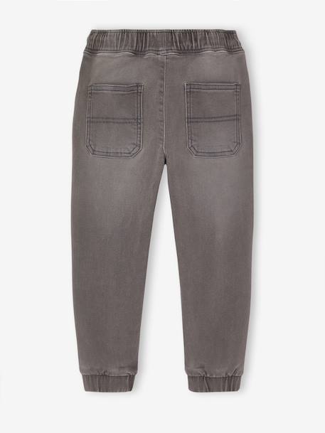 Denim-Effect Fleece Joggers, Easy to Put On, for Boys Denim Blue+light grey denim 