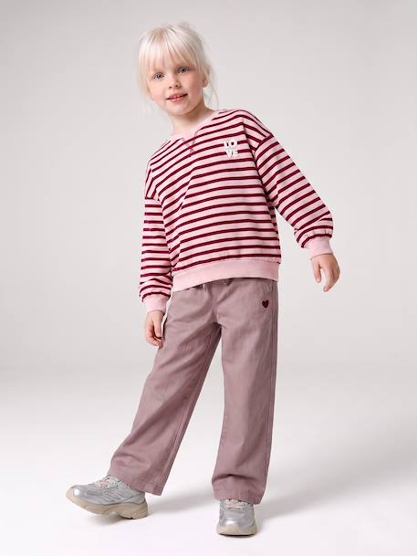 Wide-leg trousers for girls mauve+purple clover 