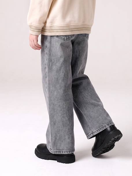 Girl's wide-leg star jeans denim grey+light blue 