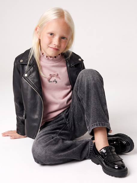 Sweatshirt for girls with high neck pale pink 