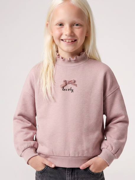 Sweatshirt for girls with high neck pale pink 