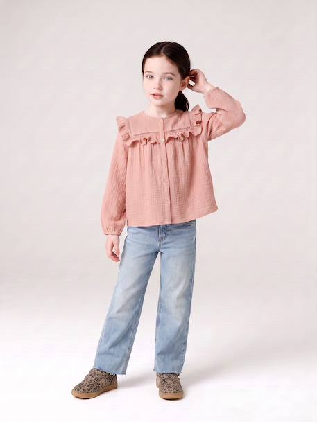 Straight-leg jeans for girls light blue+medium blue 