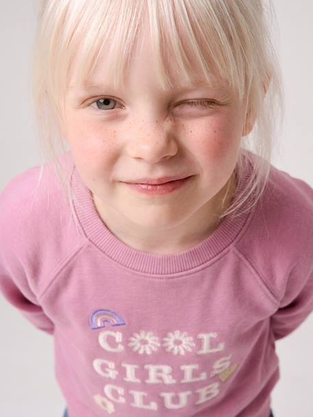 Sweatshirt with front motif for girls mauve 