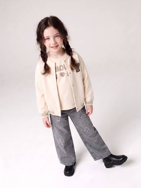Girl's wide-leg star jeans denim grey+light blue 