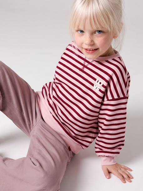 Long-sleeved sweatshirt for girls ecru+red 