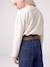 Wide-leg paperbag jeans for girls deep blue+medium blue 