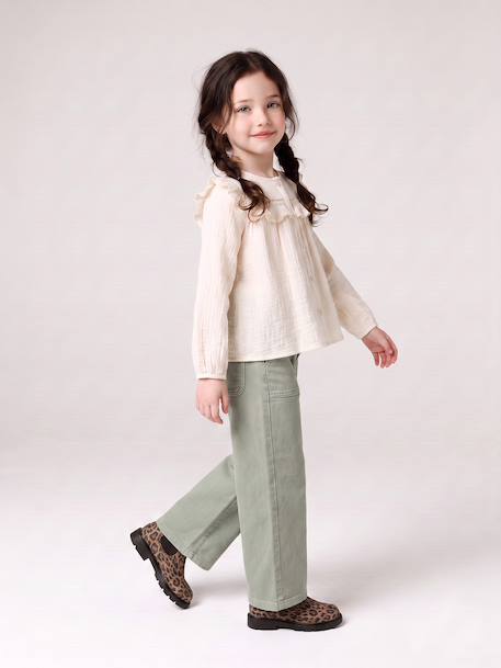 Wide Leg MorphologiK Trousers for Girls coral+grey green+khaki+old rose 