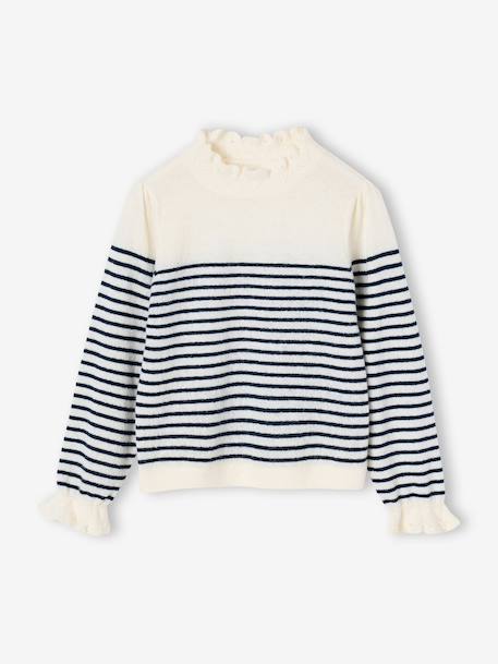High-neck jumper for girls ecru 