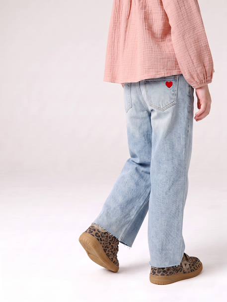 Straight-leg jeans for girls light blue+medium blue 