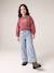 Sweatshirt with round neck for girls mauve+pale pink 