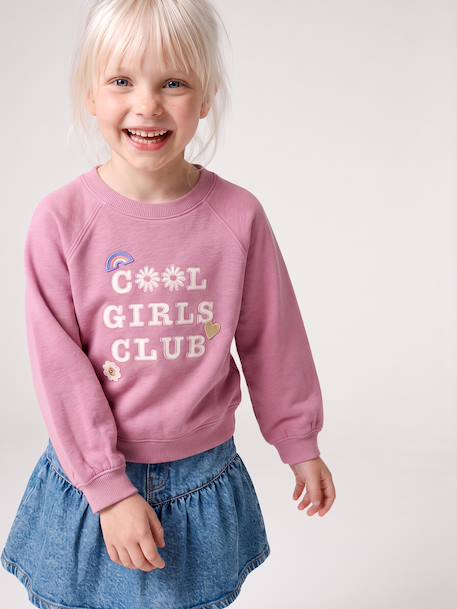 Sweatshirt with front motif for girls mauve 