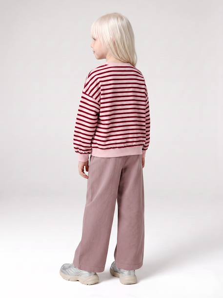 Wide-leg trousers for girls mauve+purple clover 