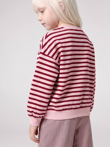 Long-sleeved sweatshirt for girls ecru+red 