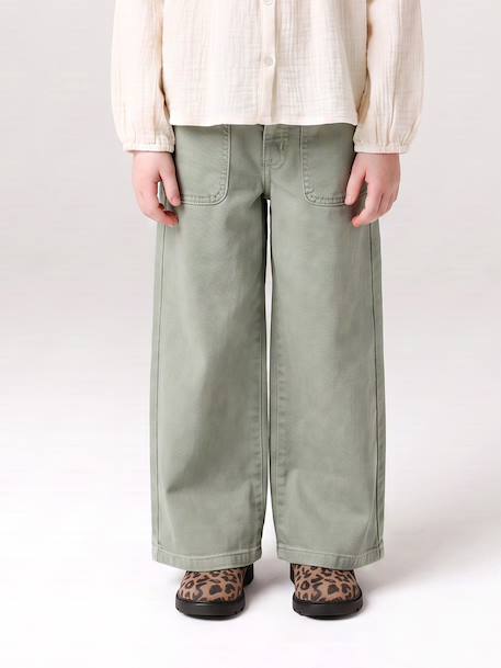 Wide Leg MorphologiK Trousers for Girls coral+grey green+khaki+old rose 