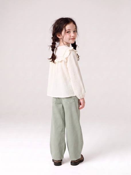 Wide Leg MorphologiK Trousers for Girls coral+grey green+khaki+old rose 