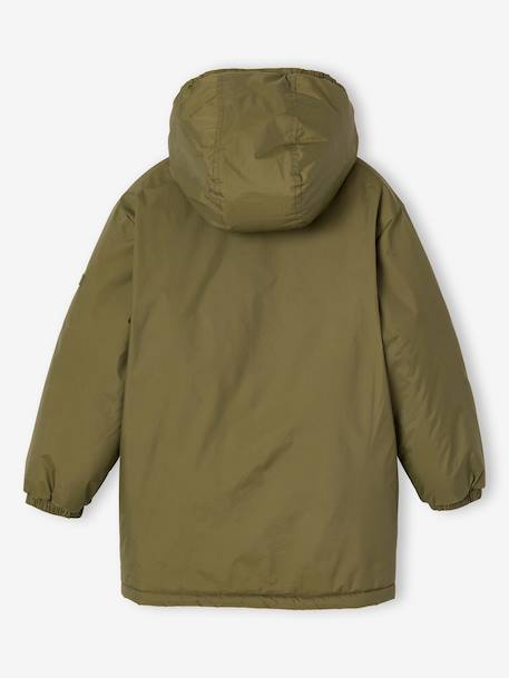 Long hooded windbreaker for boys olive 